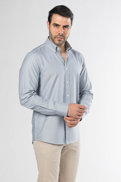 Men's Long-Sleeved Oxford Shirt – Stone