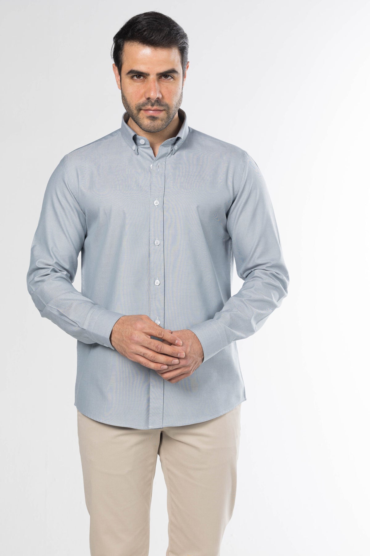 Men's Long-Sleeved Oxford Shirt – Stone