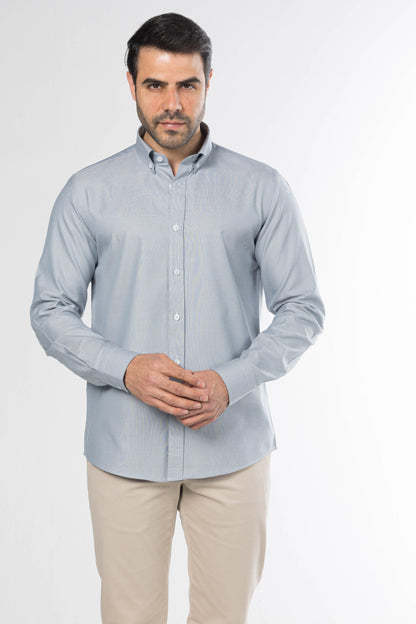 Men's Long-Sleeved Oxford Shirt – Stone