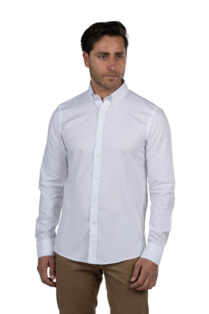 Men's Long-Sleeved Oxford Shirt – White