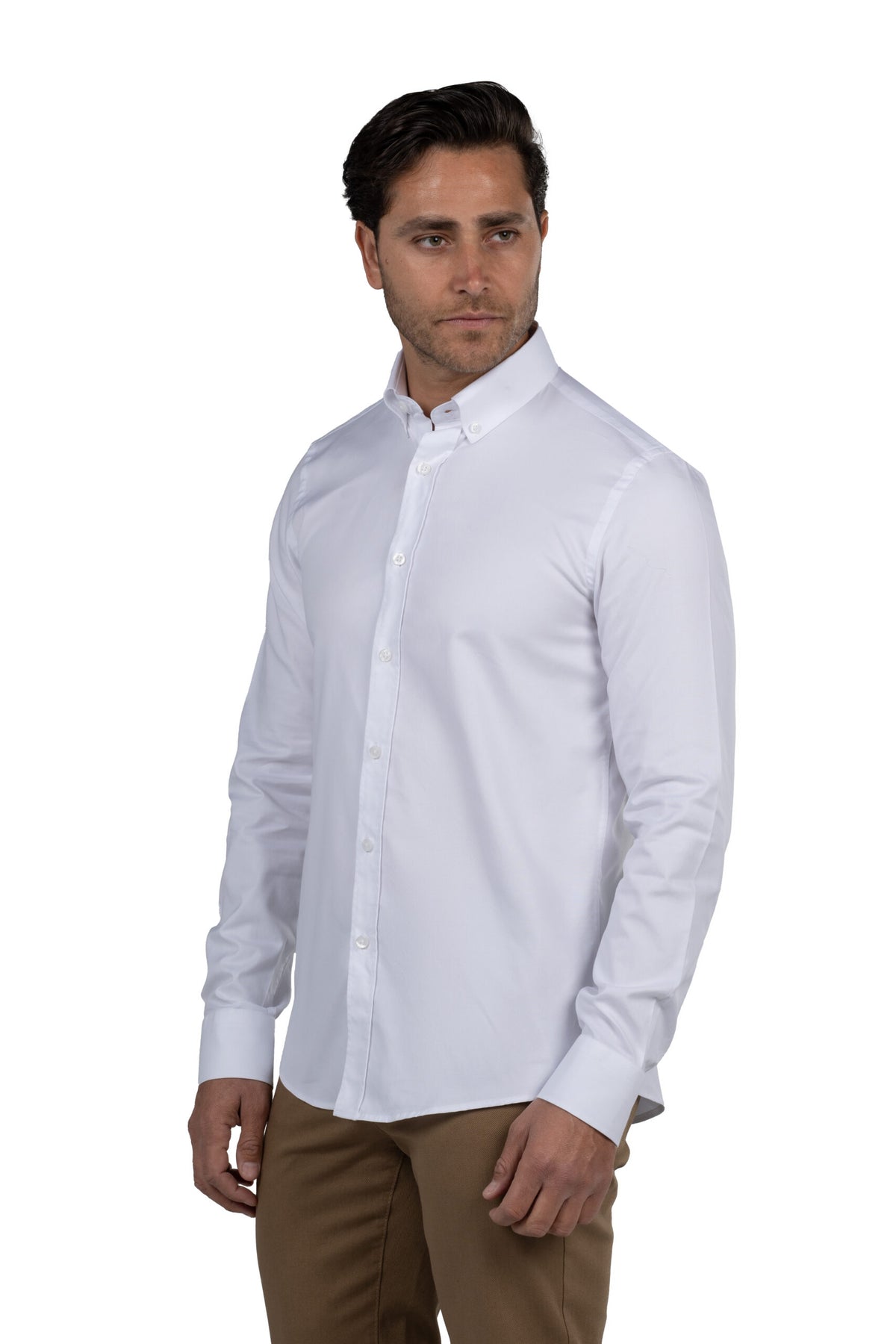 Men's Long-Sleeved Oxford Shirt – White