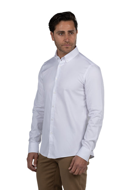 Men's Long-Sleeved Oxford Shirt – White
