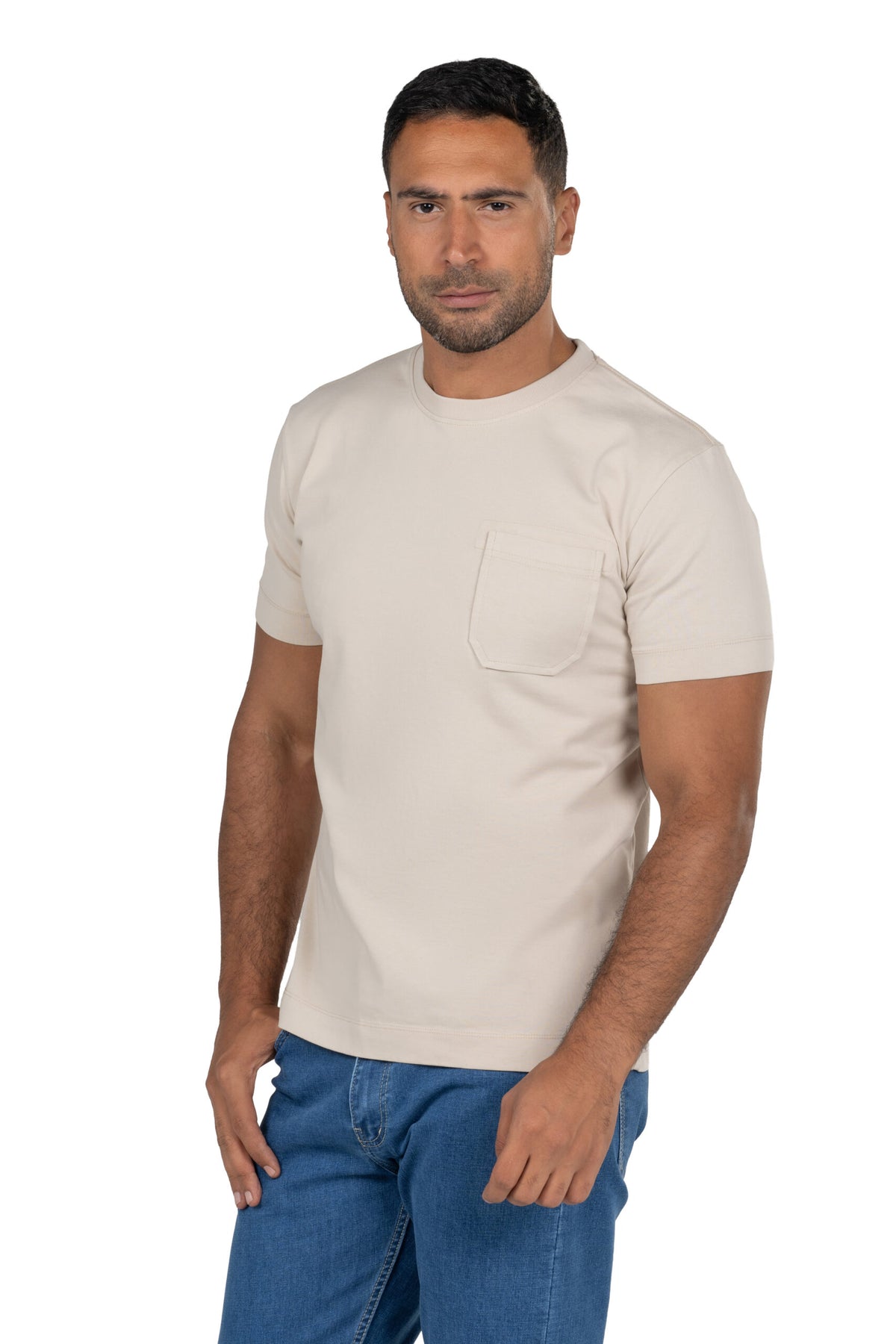 Men's Short Sleeved Heavy Jersey T-Shirt – Beige