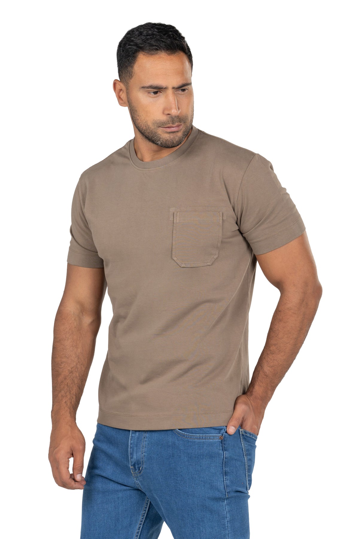 Men's Short Sleeved Heavy Jersey T-Shirt – Light Brown