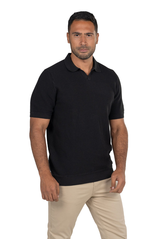 Men's Short Sleeved Knit Polo – Black