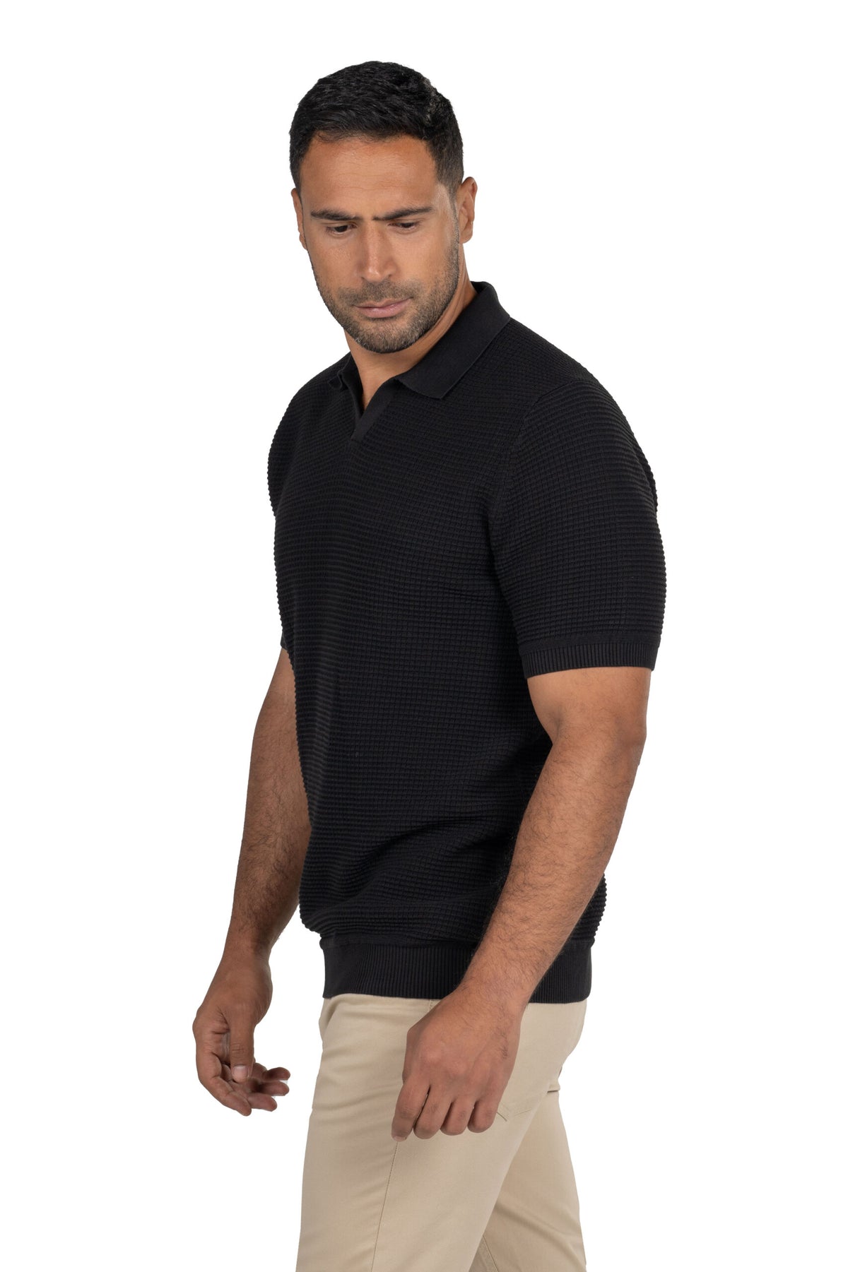 Men's Short Sleeved Knit Polo – Black