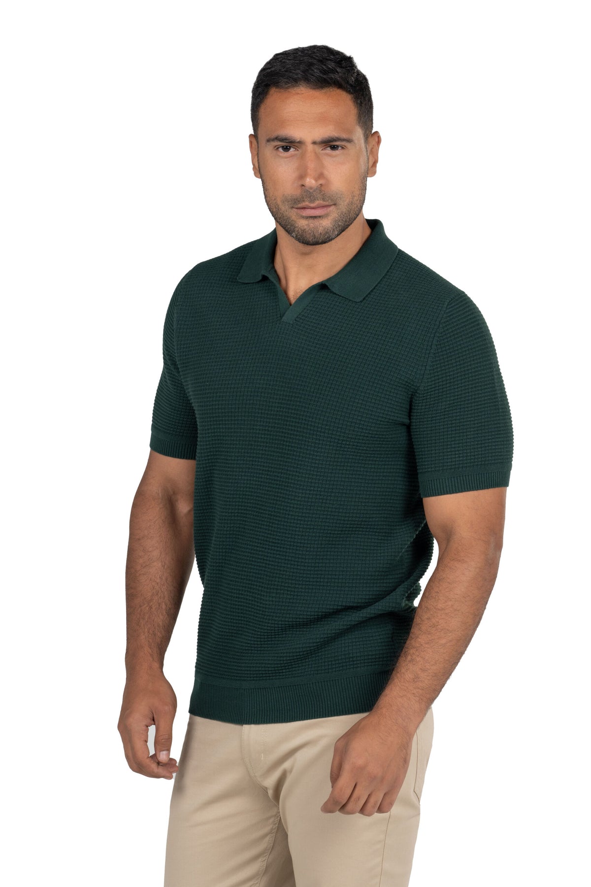 Men's Short Sleeved Knit Polo – Dark Green