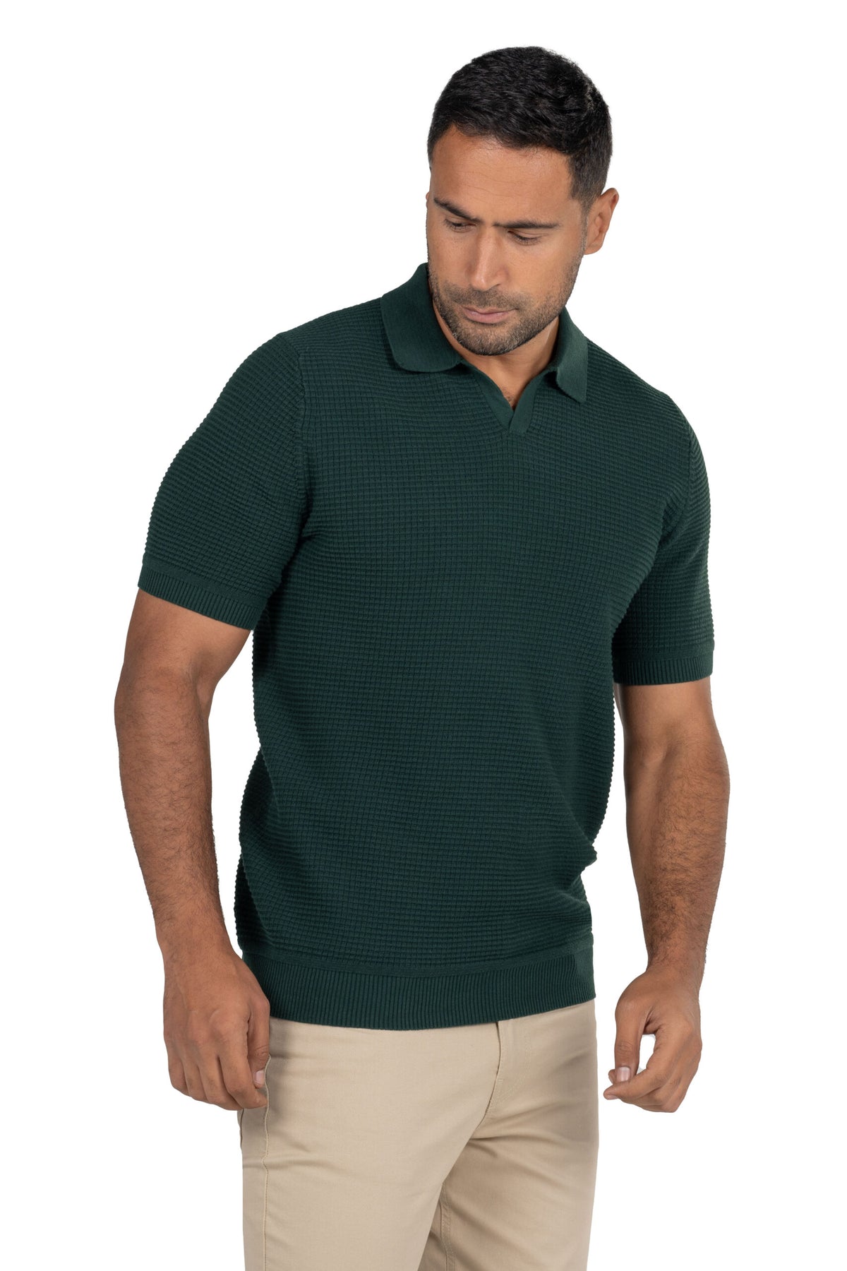 Men's Short Sleeved Knit Polo – Dark Green