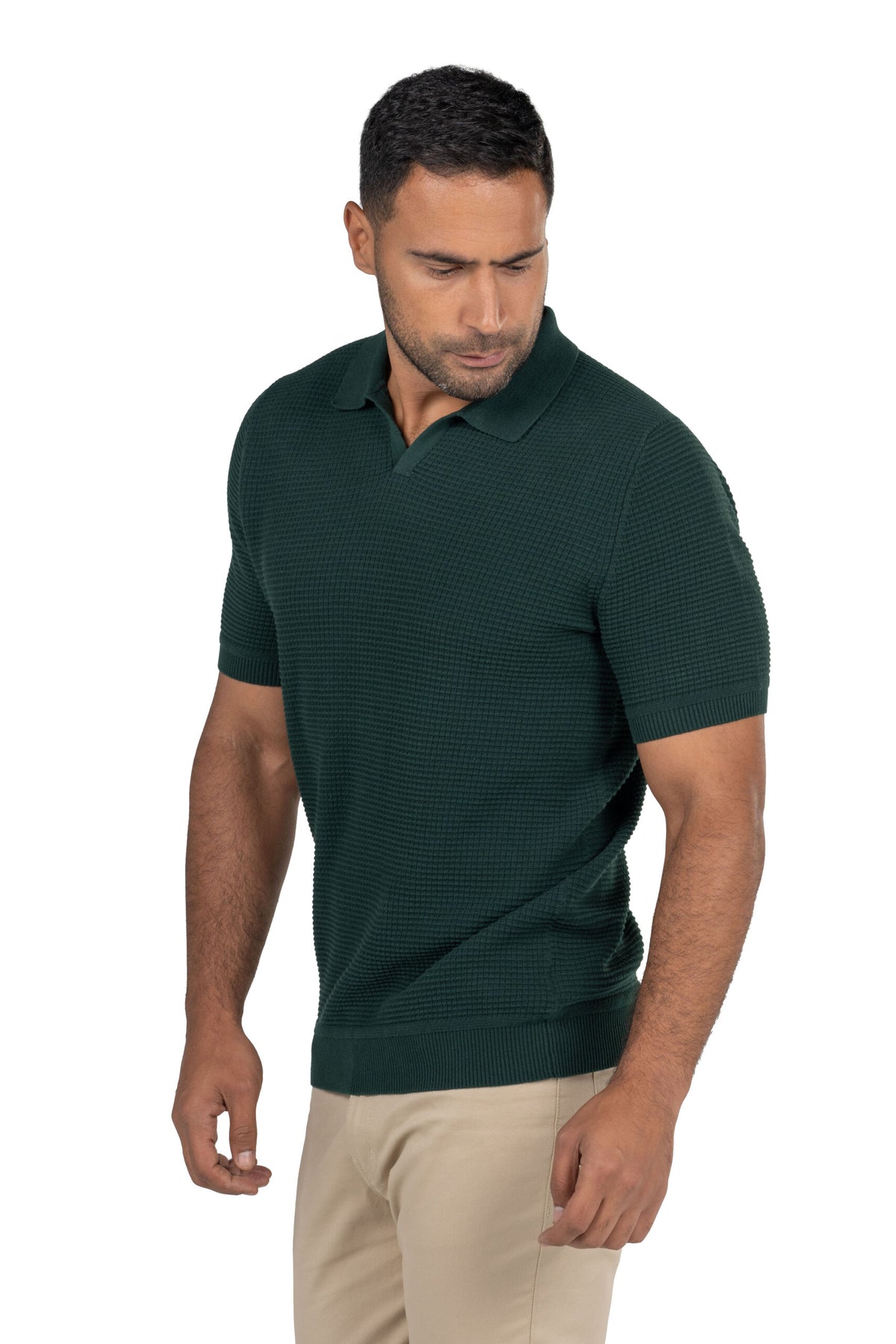 Men's Short Sleeved Knit Polo – Dark Green