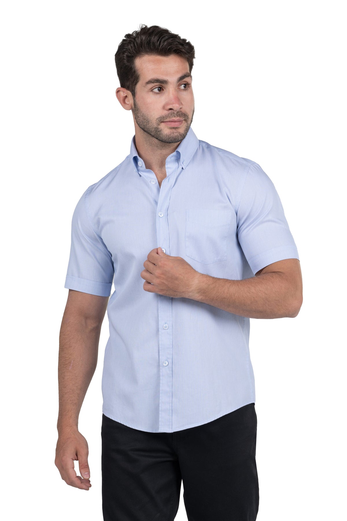 Men's Short Sleeved Solid Shirt – Light Blue