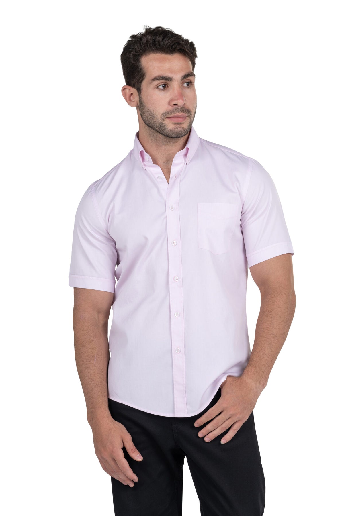 Men's Short Sleeved Solid Shirt – Pink