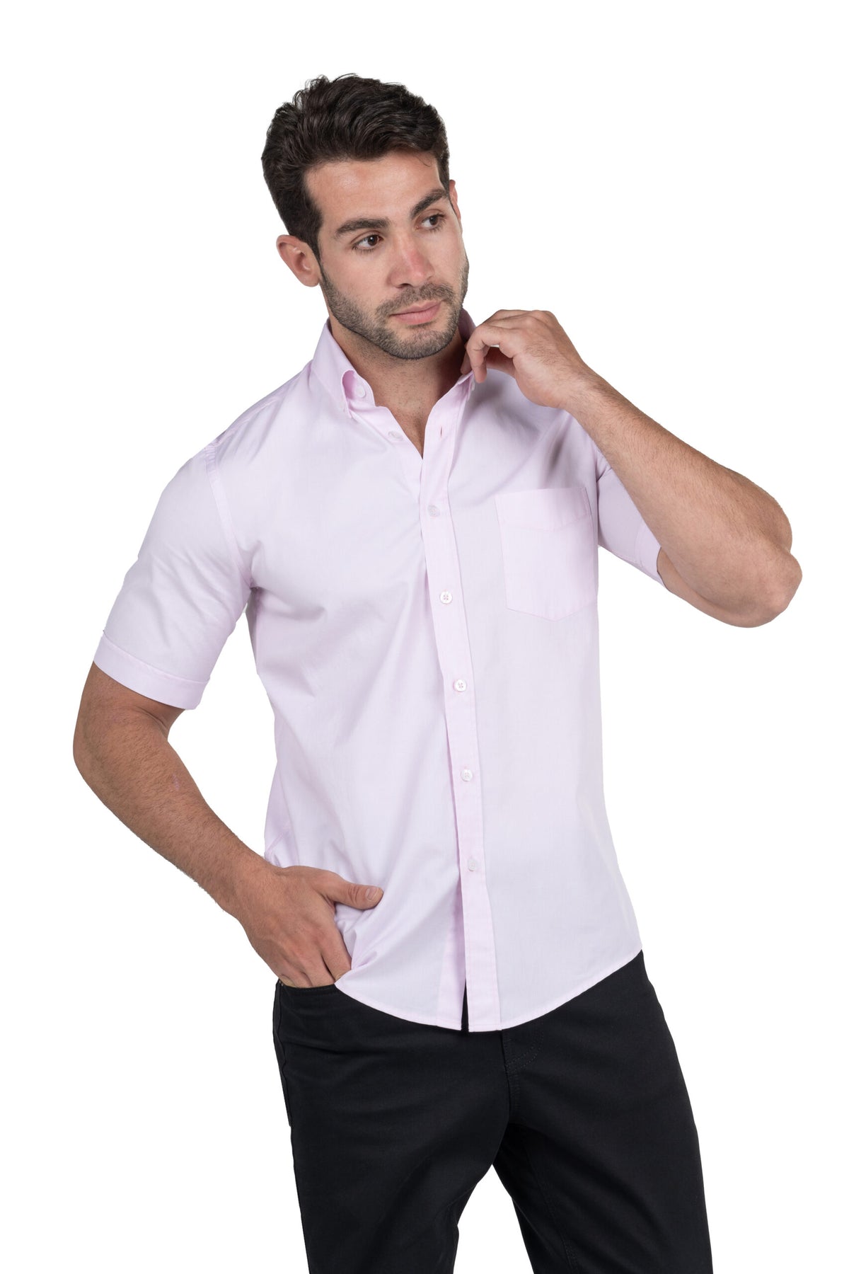 Men's Short Sleeved Solid Shirt – Pink