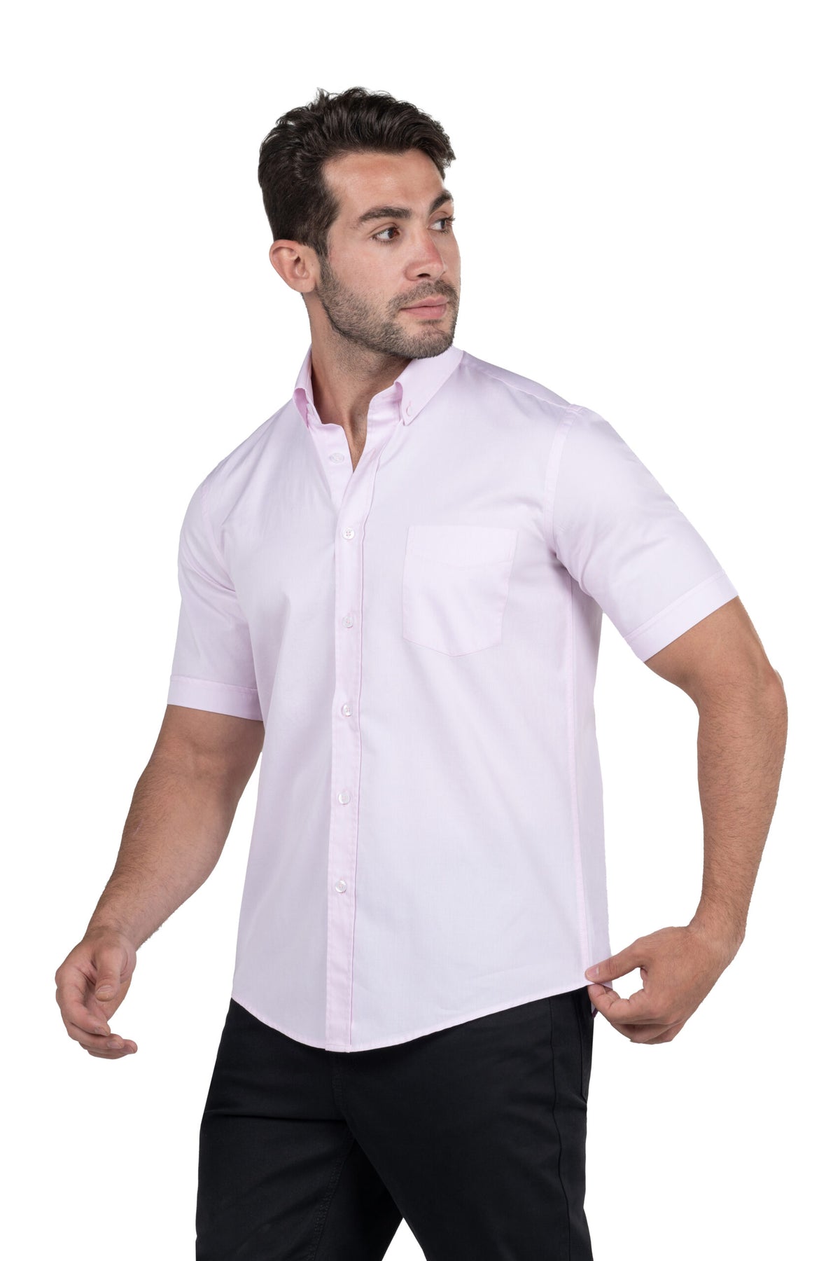 Men's Short Sleeved Solid Shirt – Pink