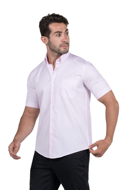 Men's Short Sleeved Solid Shirt – Pink