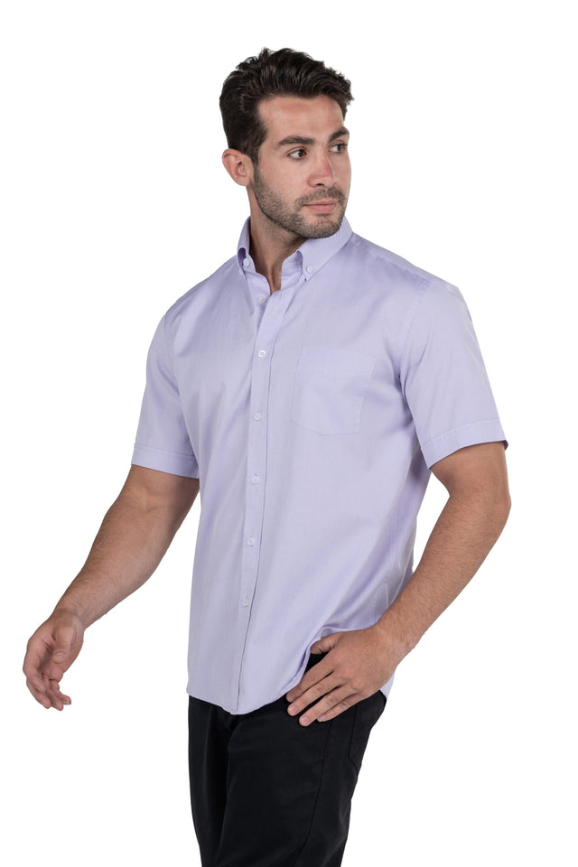Men's Short Sleeved Solid Shirt – Purple
