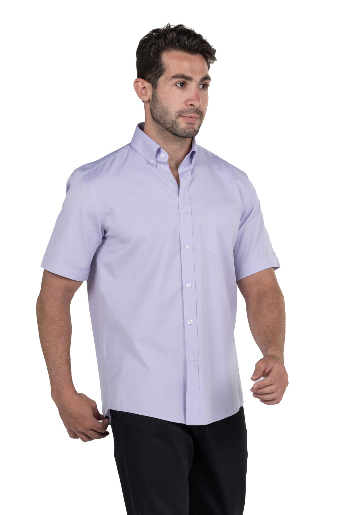 Men's Short Sleeved Solid Shirt – Purple