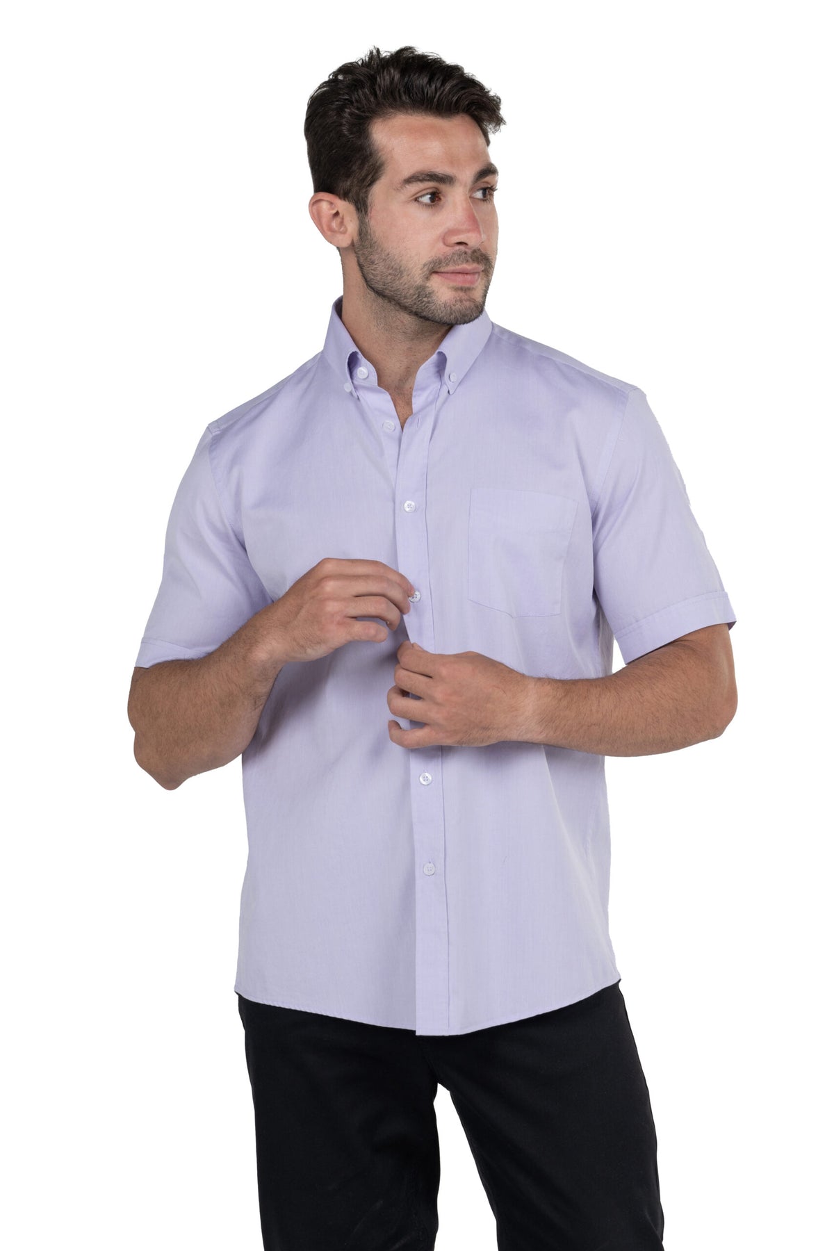Men's Short Sleeved Solid Shirt – Purple