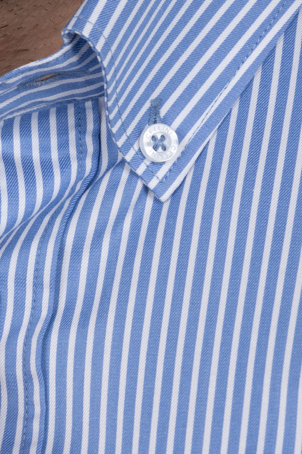 Men's Short Sleeved Striped Shirt – Blue