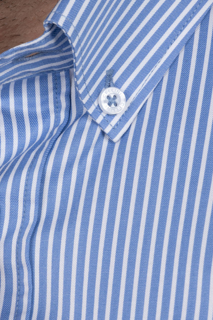 Men's Short Sleeved Striped Shirt – Blue