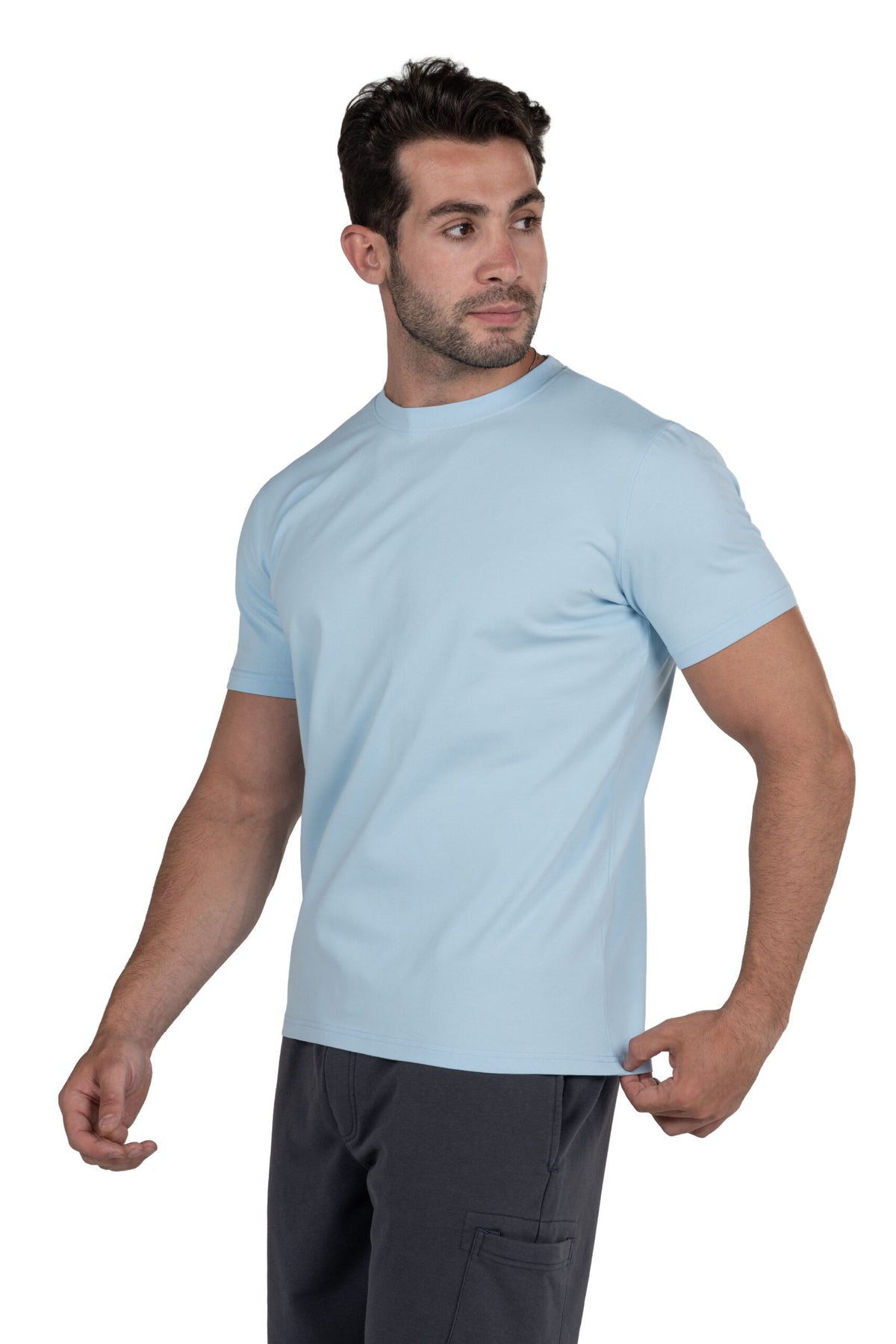 Men's Short Sleeved Undershirt – Light Blue