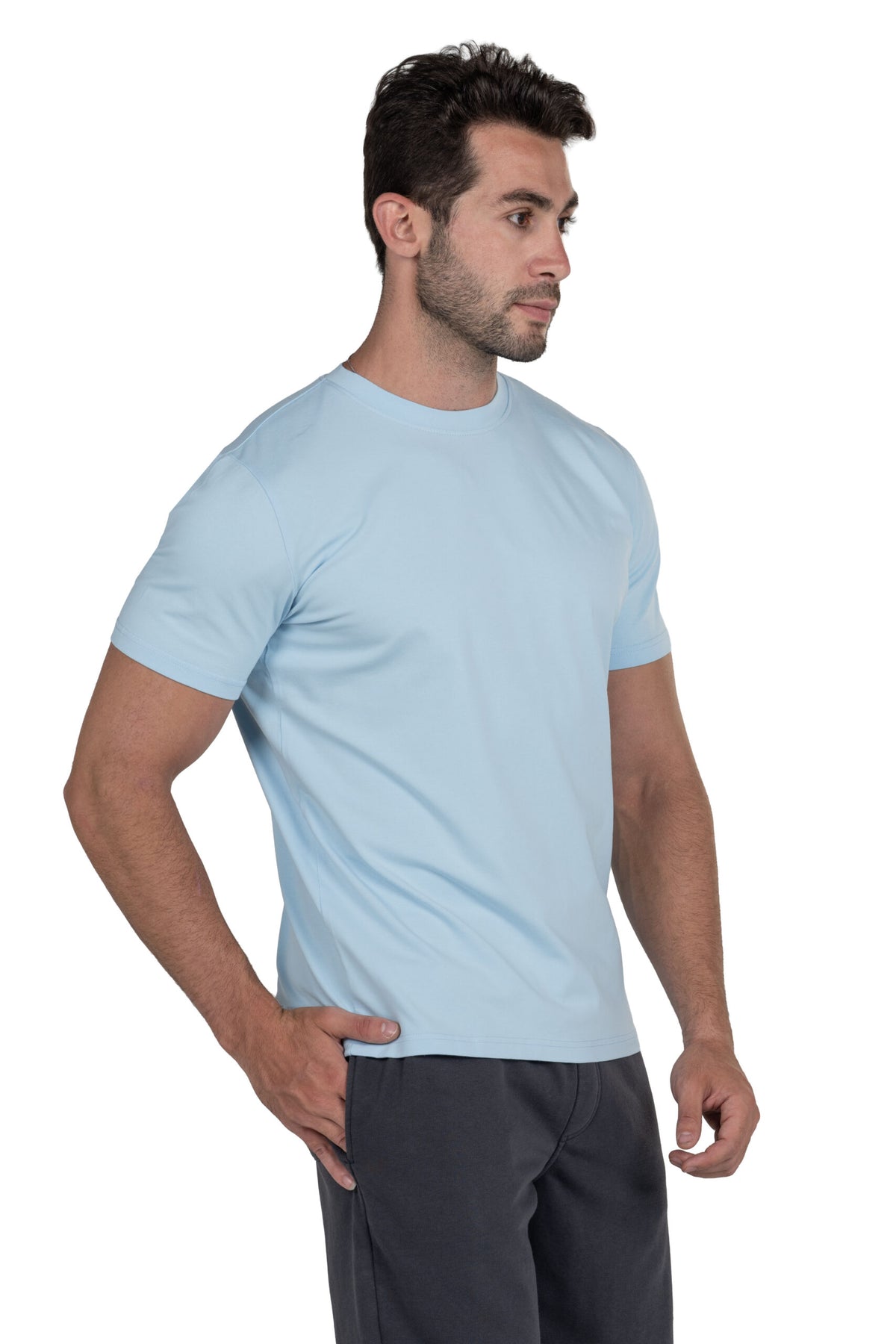 Men's Short Sleeved Undershirt – Light Blue