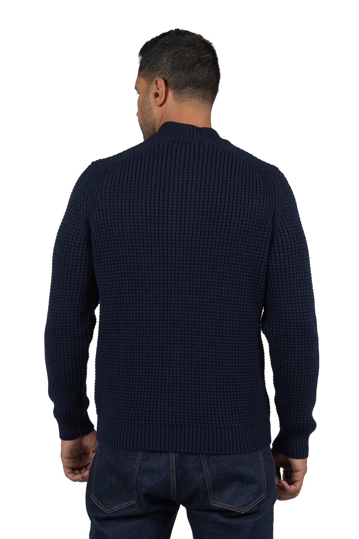 Men's Solid Full-Zip Knit Pullover – Navy