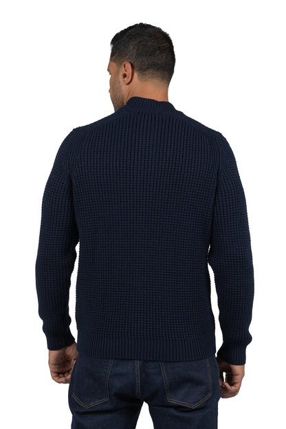 Men's Solid Full-Zip Knit Pullover – Navy