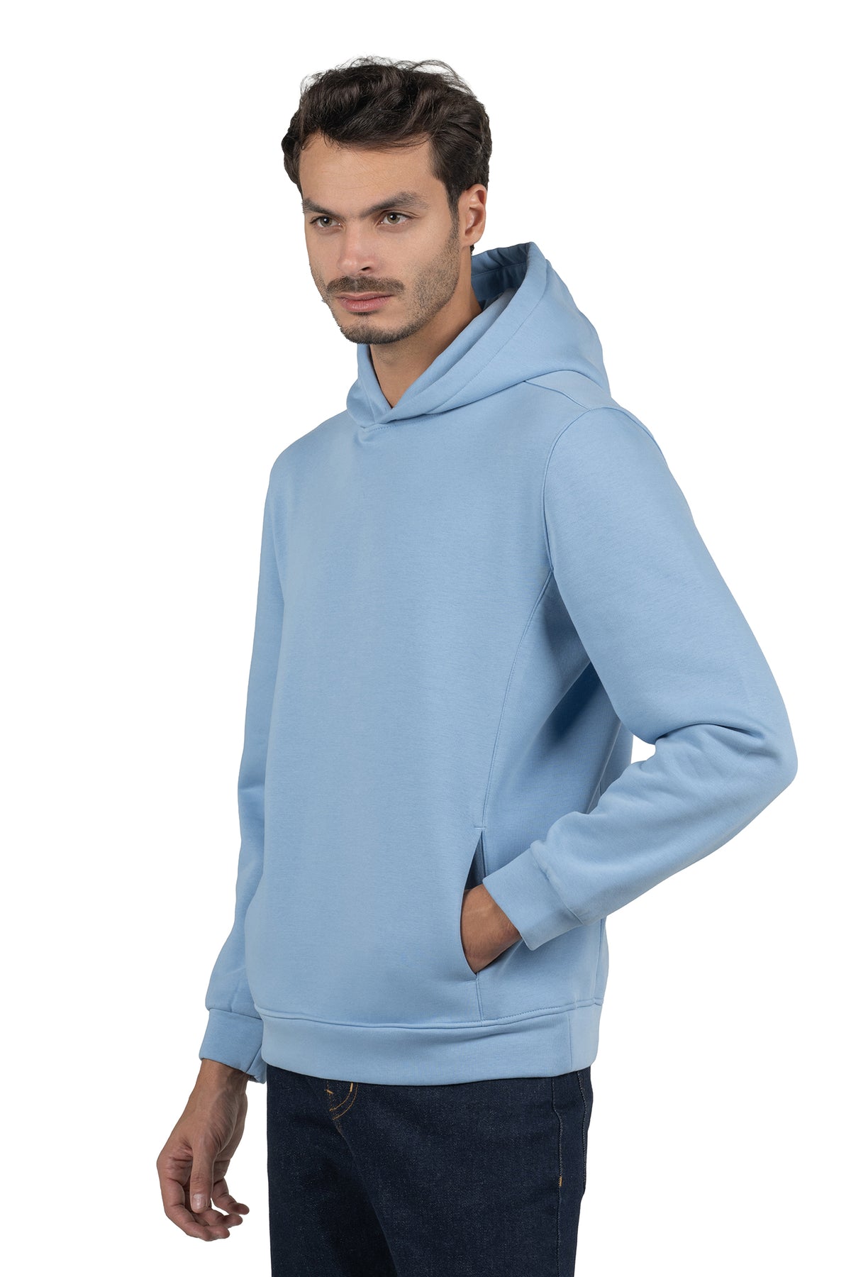 Men's Solid Hoodie – Light Blue