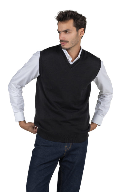 Men's Solid Knit Gilet Vest – Black