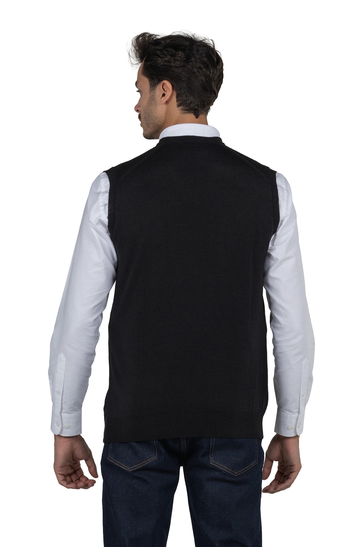 Men's Solid Knit Gilet Vest – Black