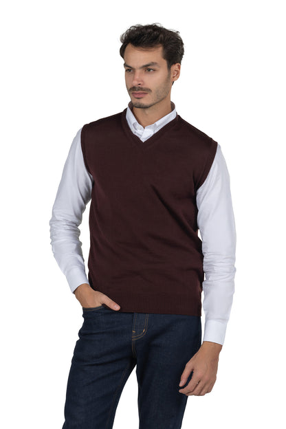 Men's Solid Knit Gilet Vest – Burgundy