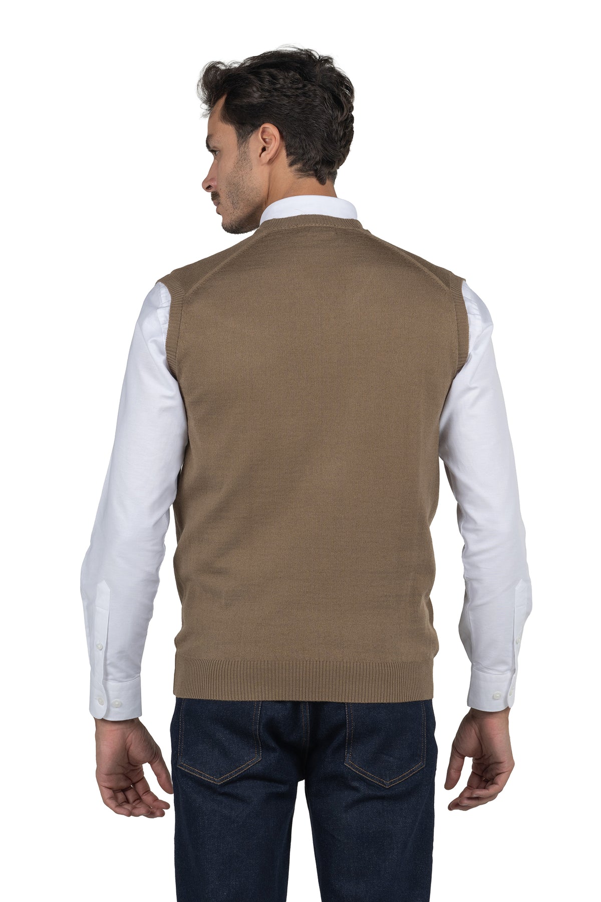 Men's Solid Knit Gilet Vest – Light Brown