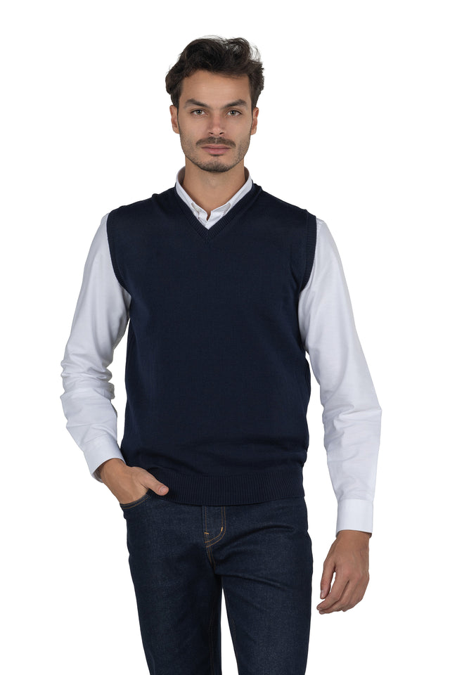 Men's Solid Knit Gilet Vest – Navy