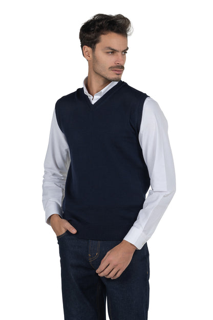 Men's Solid Knit Gilet Vest – Navy