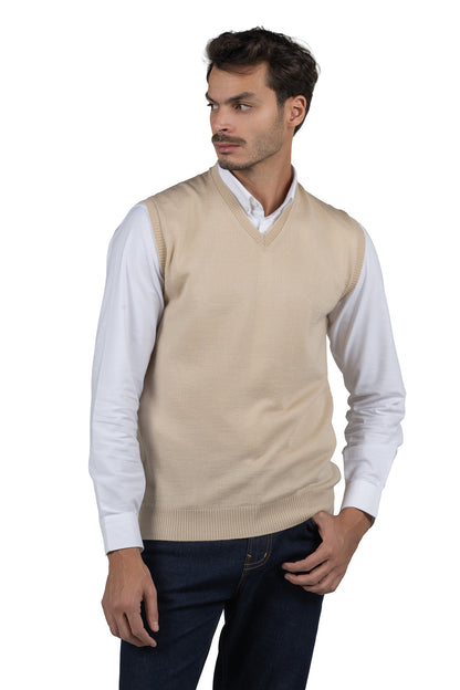 Men's Solid Knit Gilet Vest – Offwhite