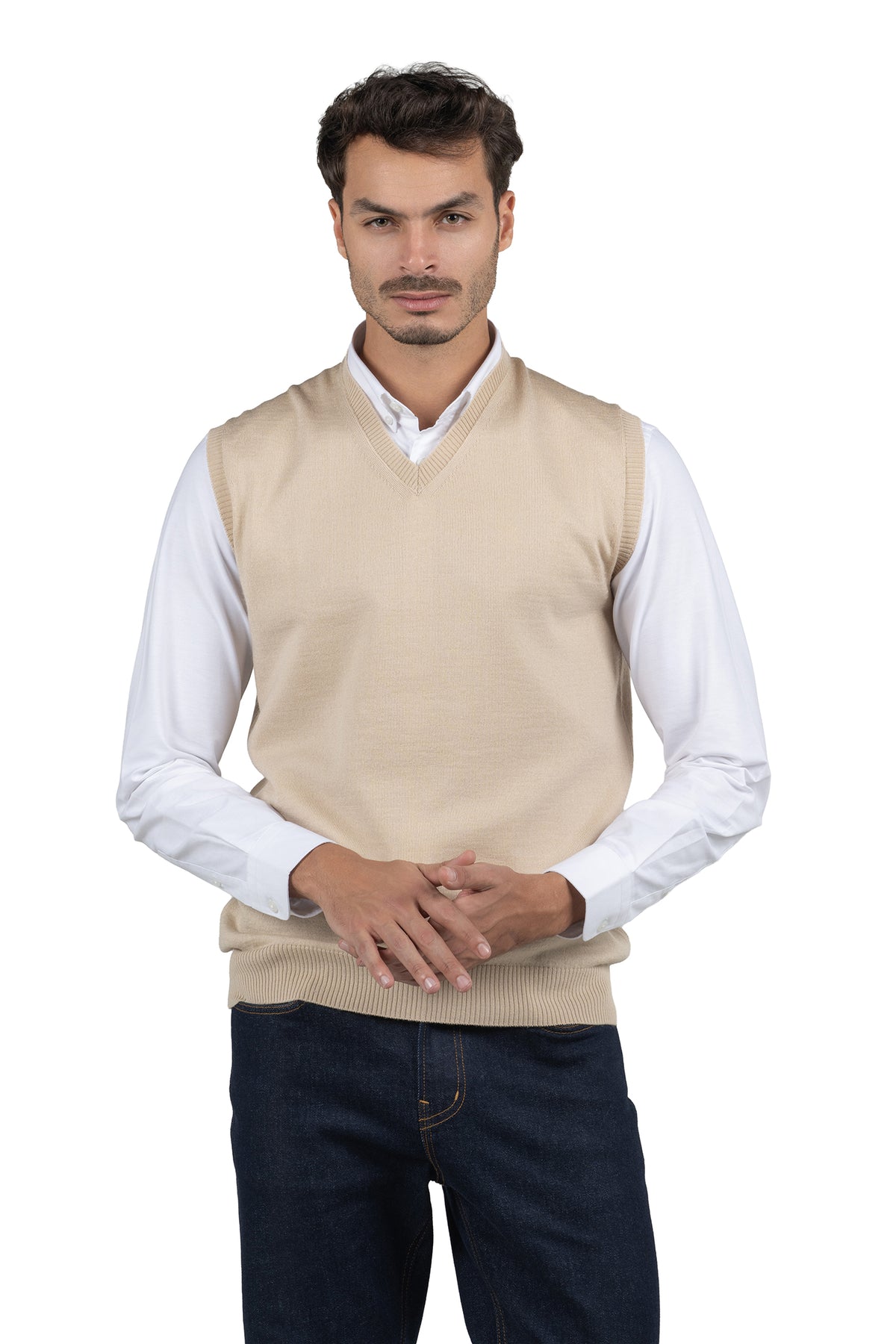 Men's Solid Knit Gilet Vest – Offwhite