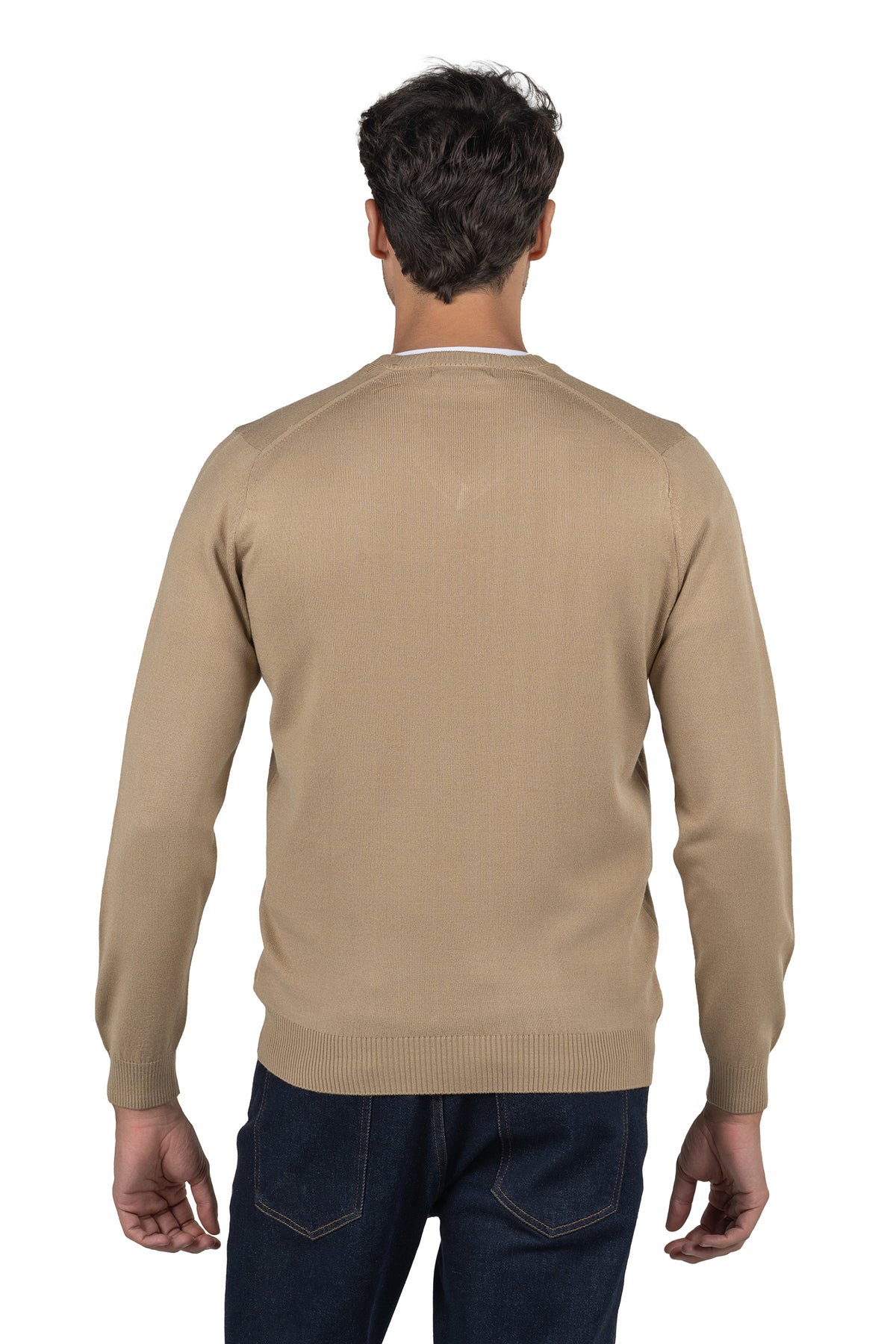 Men's Solid Knit Pullover – Beige