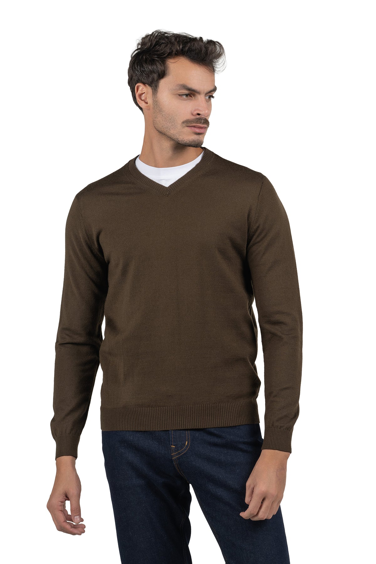 Men's Solid Knit Pullover – Brown