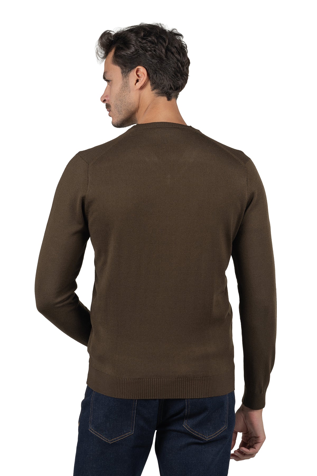 Men's Solid Knit Pullover – Brown