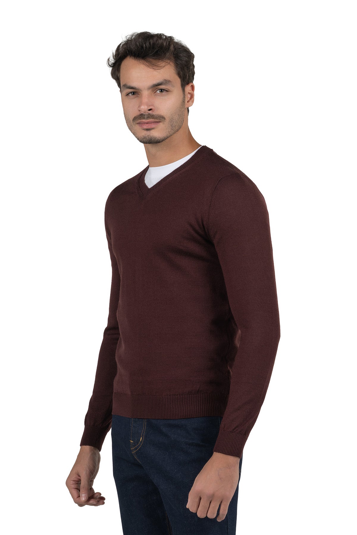 Men's Solid Knit Pullover – Burgundy