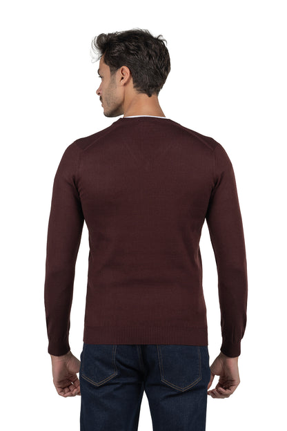 Men's Solid Knit Pullover – Burgundy