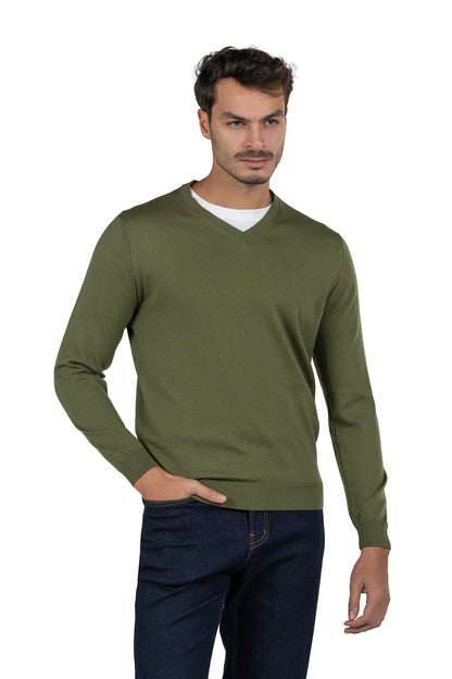 Men's Solid Knit Pullover – Dark Green