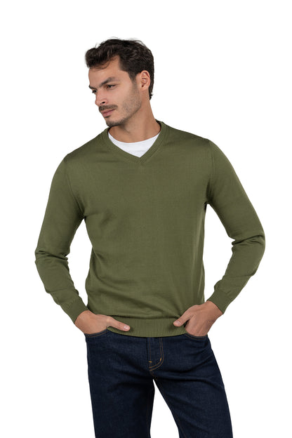 Men's Solid Knit Pullover – Dark Green