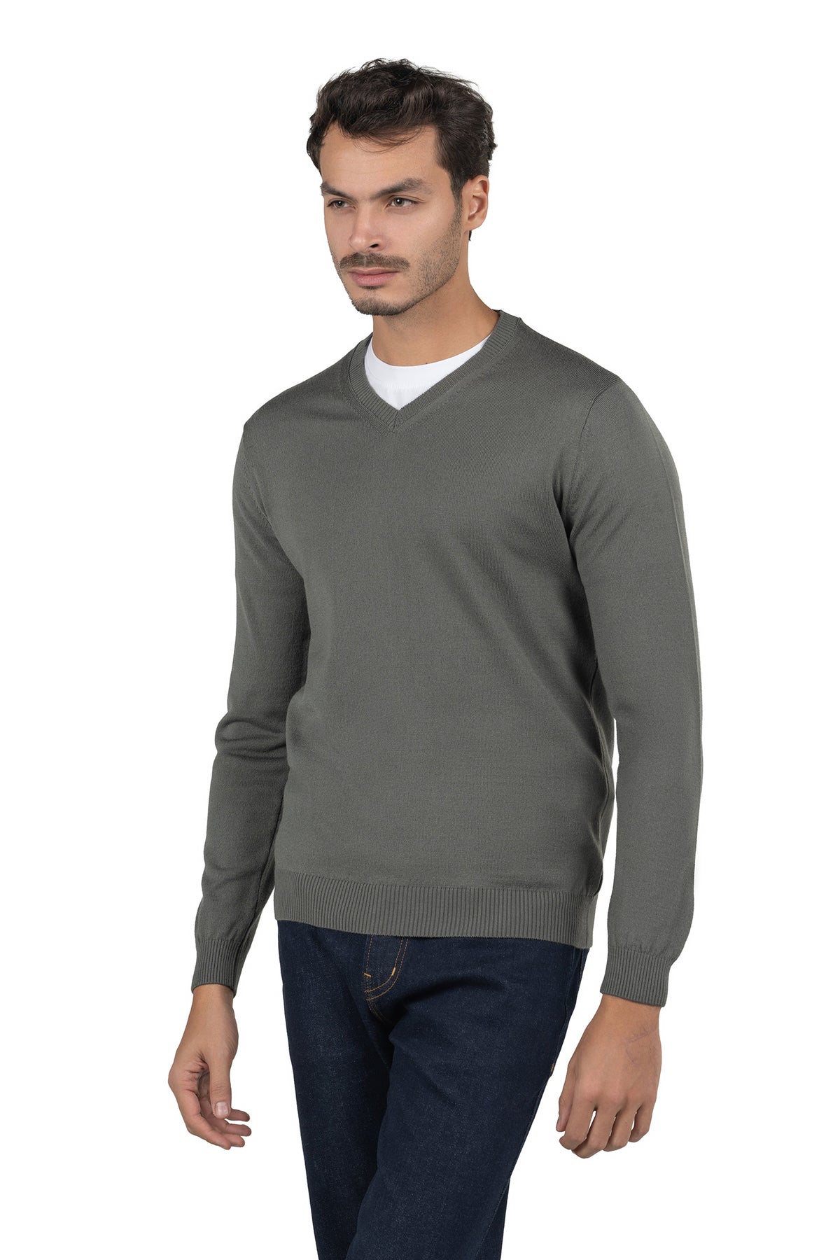 Men's Solid Knit Pullover – Dark Grey
