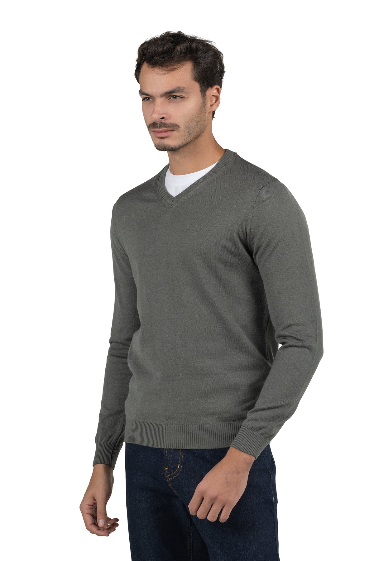 Men's Solid Knit Pullover – Dark Grey