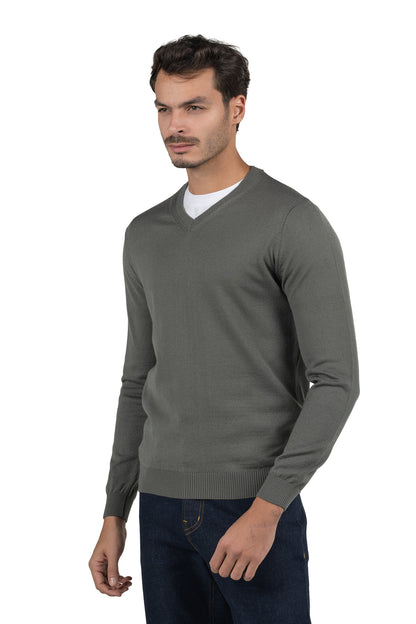 Men's Solid Knit Pullover – Dark Grey