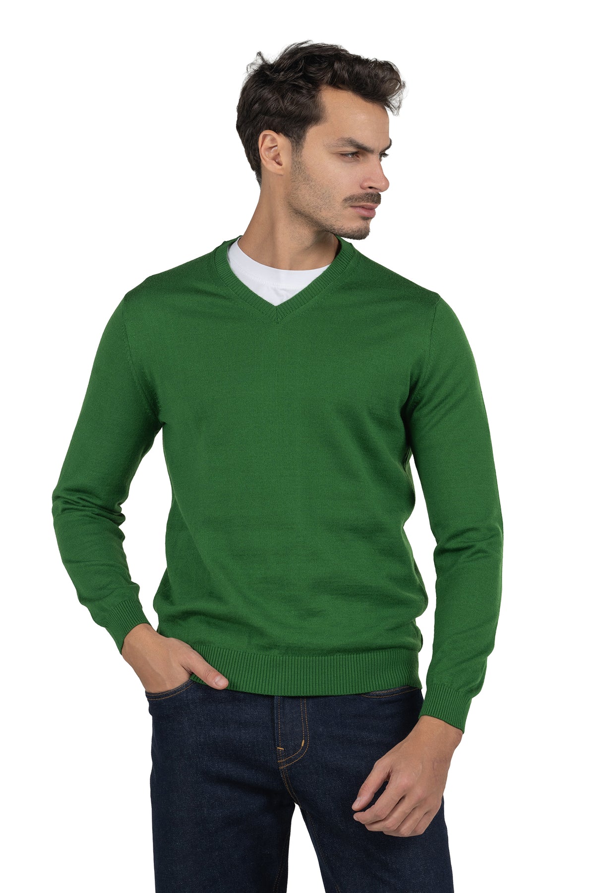 Men's Solid Knit Pullover – Green
