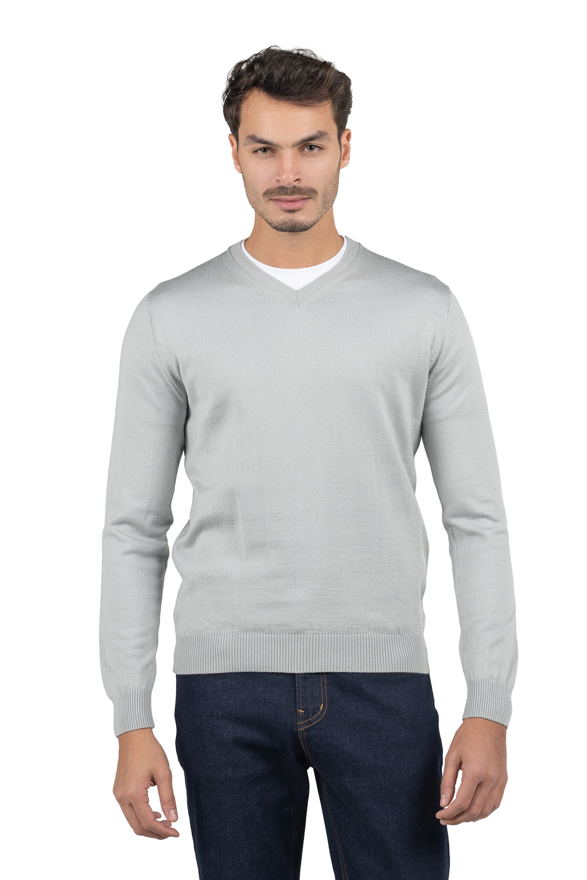 Men's Solid Knit Pullover – Grey