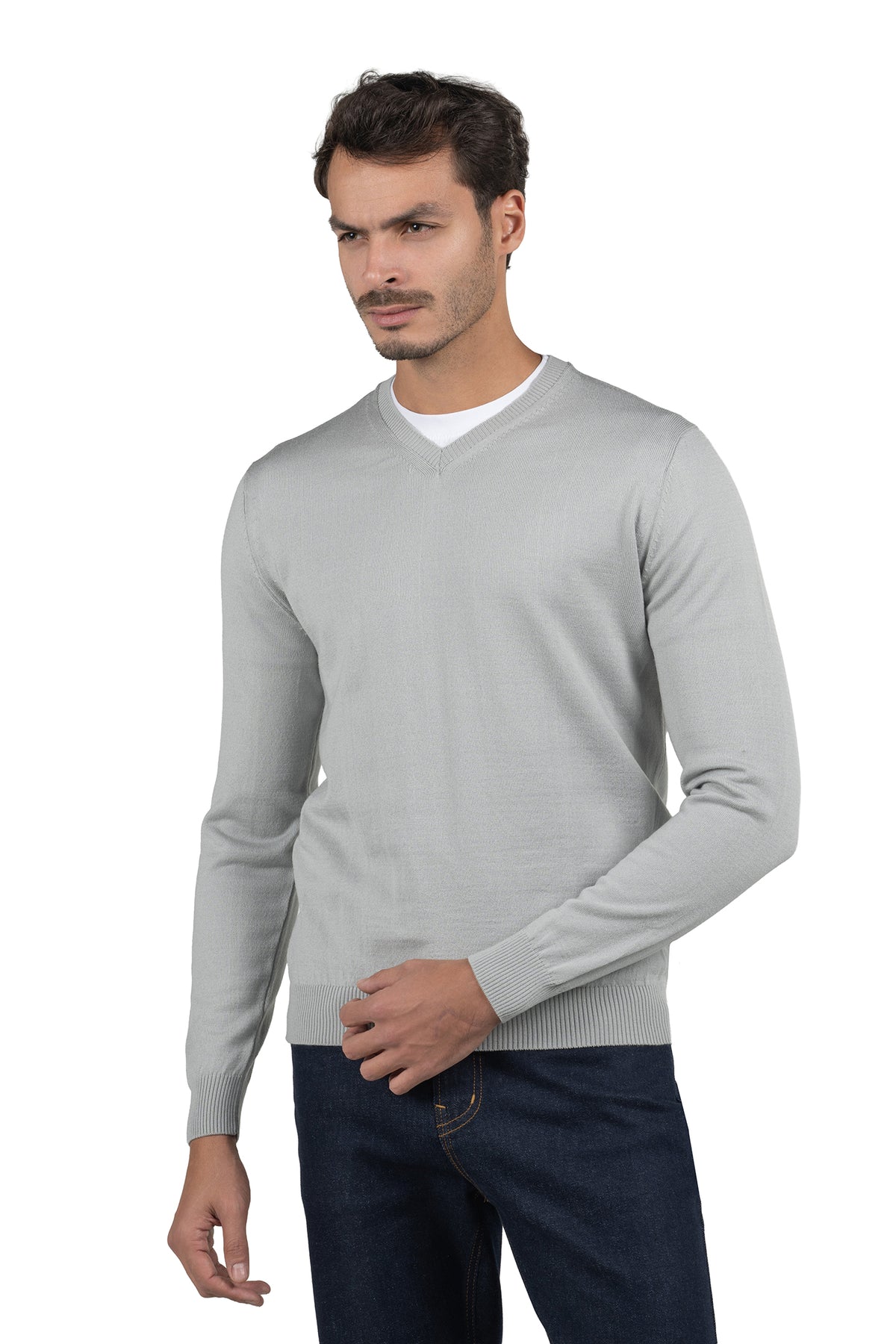 Men's Solid Knit Pullover – Grey