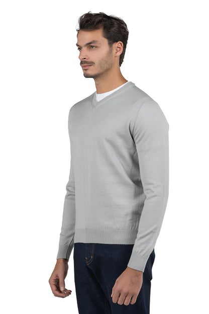 Men's Solid Knit Pullover – Grey